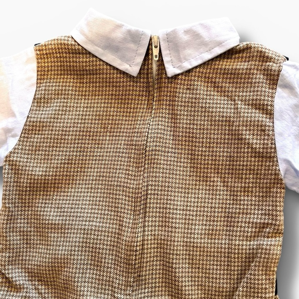 vtg baby boys 3-6 months 1pc suit vest houndstooth bottoms blue Top Romper A-8 - Picture 3 of 7